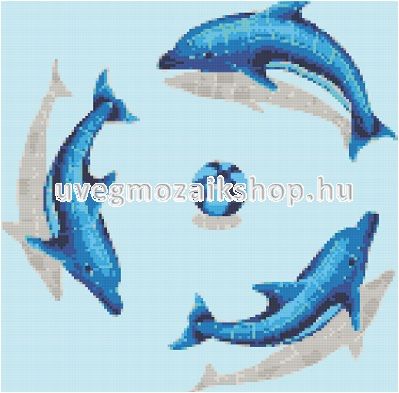 Delfin csoport üvegmozaik medence mozaik díszítés
