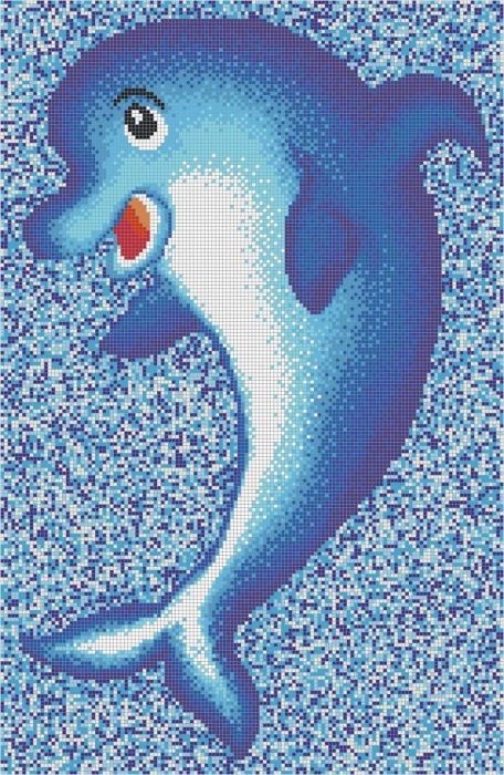 Delfin üvegmozaik medence díszítés