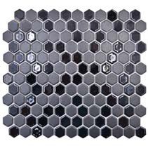 Royal Hexagon kicsi fekete fényes és matt csempe mozaik