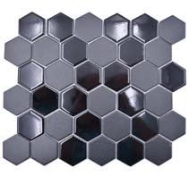 Royal Hexagon közepes fekete fényes és matt csempe mozaik