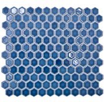 Royal Hexagon kicsi Sötétkék fényes csempe mozaik